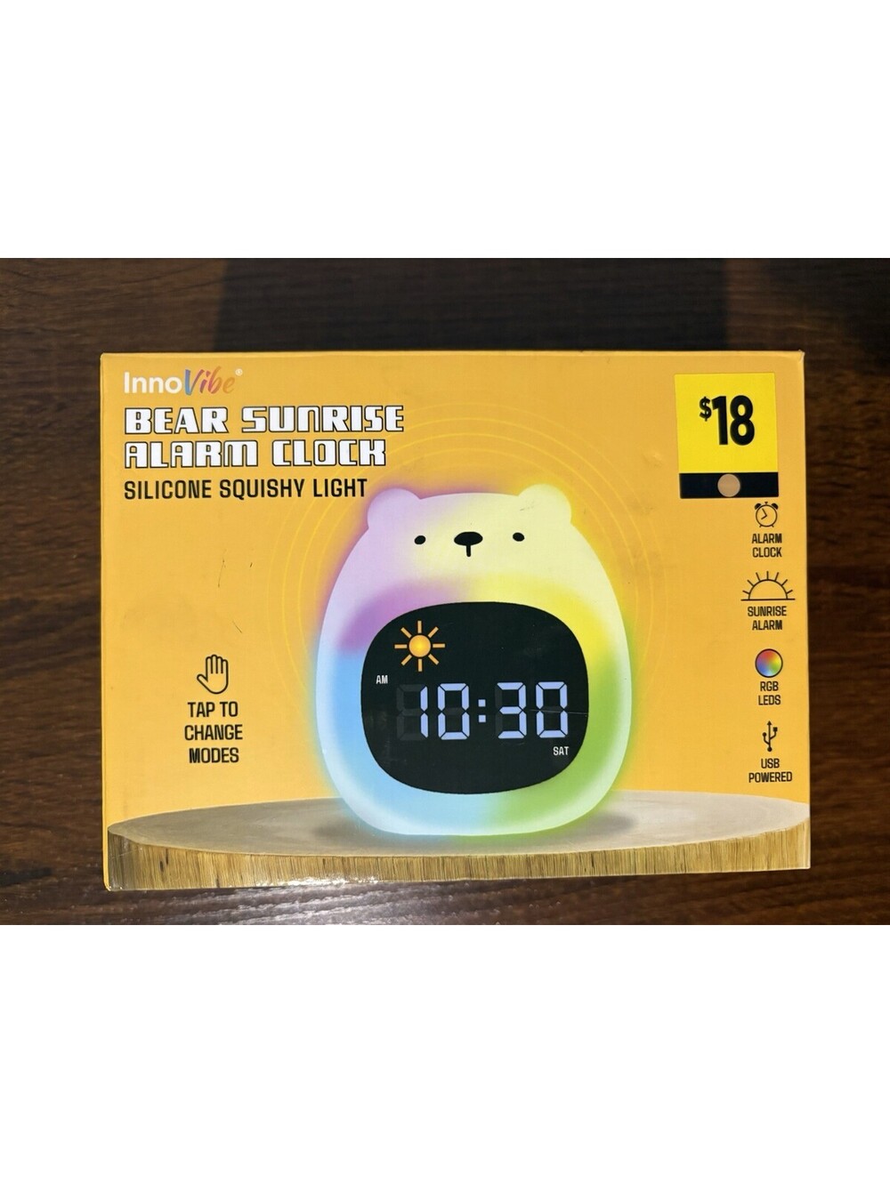 InnoVibe Color-Changing BEAR Sunrise Alarm Clock Light, 11 Color Modes
